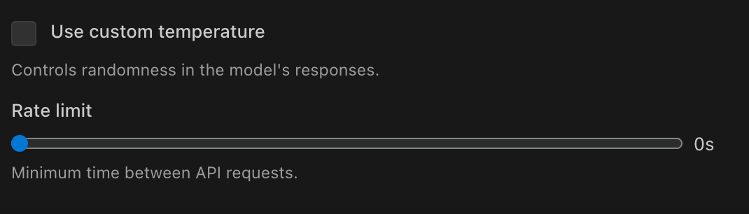 Rate limit slider control within API profile settings